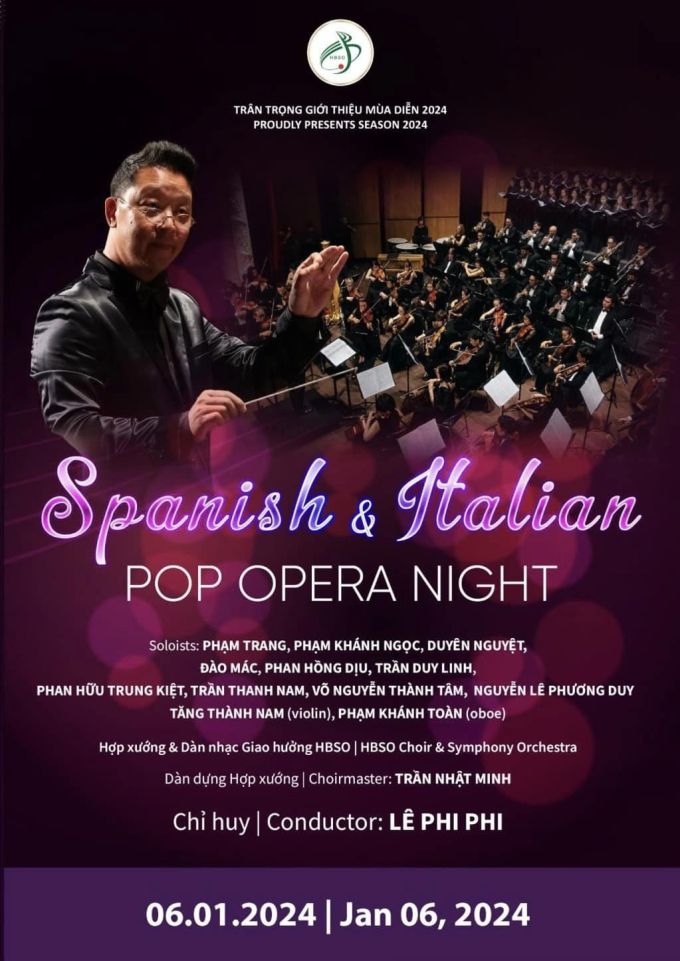 Spanish & Italian Pop Opera Night poster. Photo courtesy of Ho Chi Minh City Ballet Symphony Orchestra and Opera