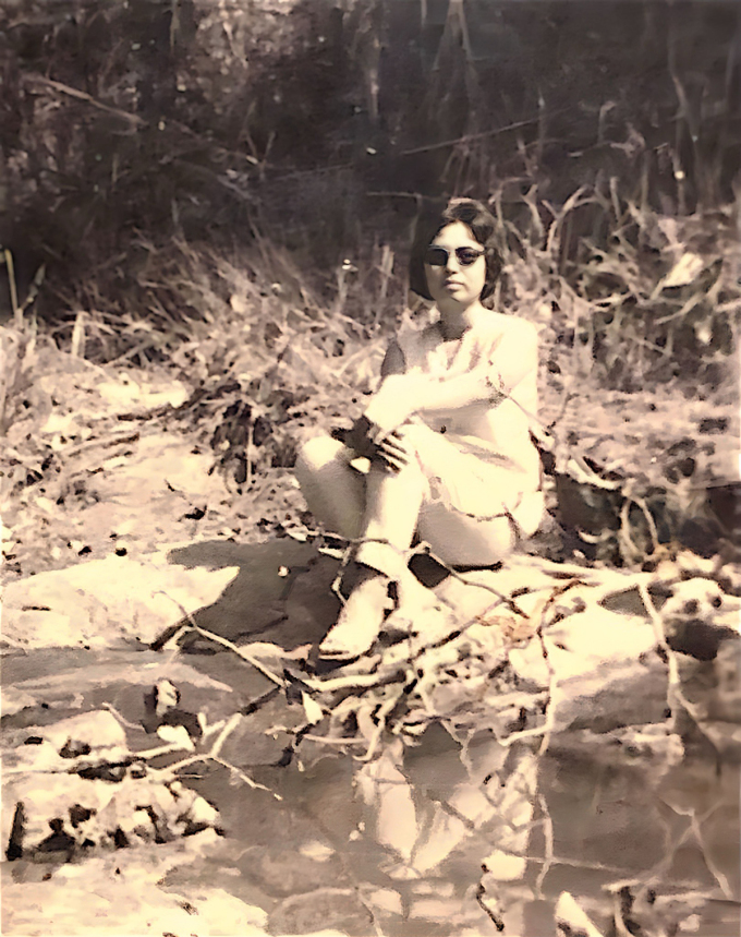 A photo of Gastambide’s mother, taken in a Saigon park during a Christmas season in the late 1970s. Photo courtesy of Gastambide